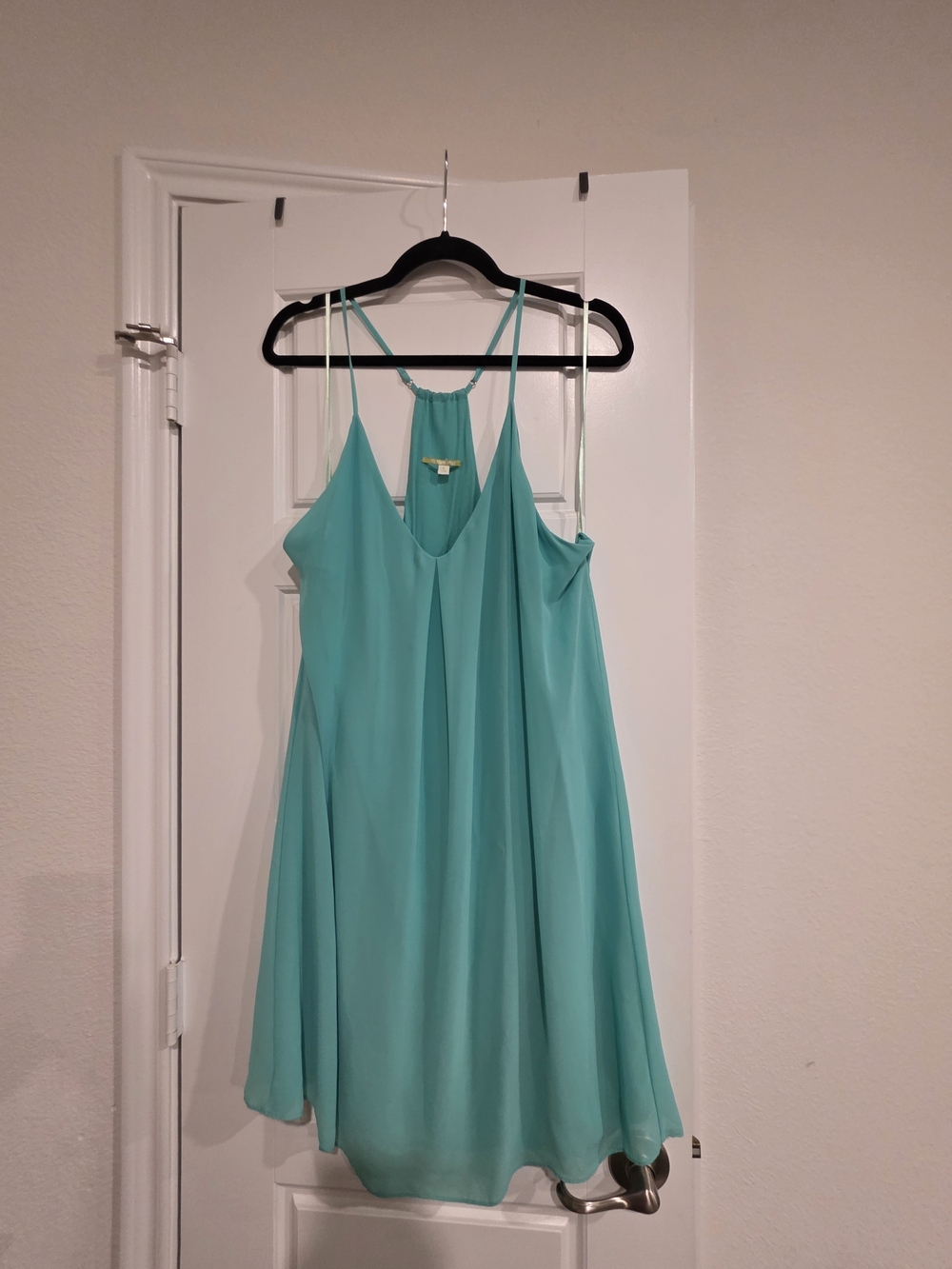 Gianni Bini Aqua Teal Spaghetti Strap Swing Dress